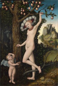 Venus und Amor, ca. 1525 von Lucas the Elder Cranach