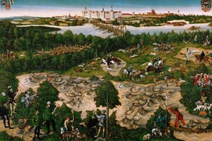 Jagd zu Ehren von Kaiser Karl V. in der Nähe von Schloss Hartenfels, Torgau