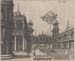 Platz mit einem runden Gebäude links und einem Obelisken im Hintergrund