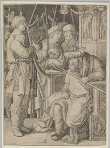 David spielt die Harfe vor Saul von Lucas van Leyden
