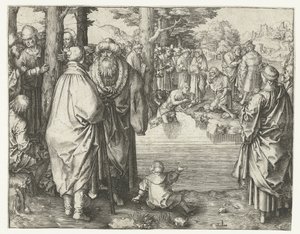 Taufe Christi im Jordan von Lucas van Leyden