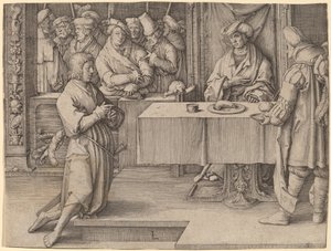 Joseph deutet die Träume des Pharao von Lucas van Leyden