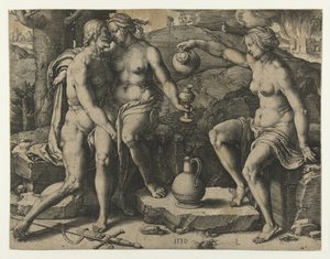 Lot und seine Töchter von Lucas van Leyden