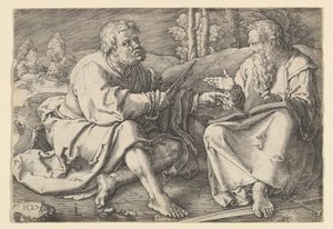 Die Heiligen Petrus und Paulus sitzen in einer Landschaft, 1527