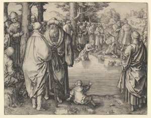 Die Taufe Christi im Jordan von Lucas van Leyden
