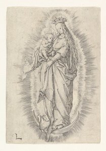 Die gekrönte Jungfrau mit Kind in Herrlichkeit (ca. 1512) von Lucas van Leyden
