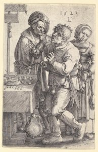 Der Zahnarzt, 1523 von Lucas van Leyden