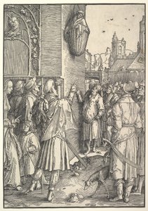 Der Dichter Virgil in einem Korb