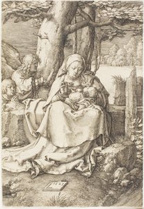 Die Jungfrau und das Kind mit zwei Engeln von Lucas van Leyden