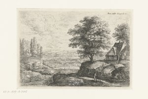 Landschaft mit einem Mann mit einem Stab