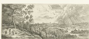 Landschaft mit Regenschauer von Lucas van Uden