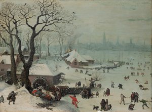 Winterlandschaft mit Schneefall bei Antwerpen
