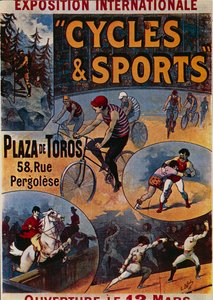 Exposition Internationale Cycles et Sports, Werbung für internationale Sportausstellung, Illustration von Lucien Lefevre, Plakat