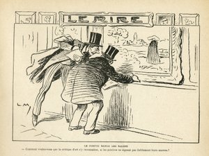 Illustration in Le Rire, 20/04/12 - Die Ausstellungskritik - Kunst, Malereiausstellungen, Karikaturenausstellungen - Kunstkritiken (Gravur) von Lucien Metivet