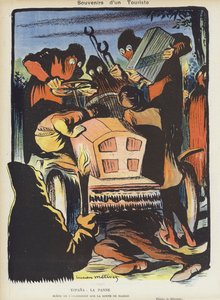 Satire auf das Paris-Madrid-Autorennen 1903. Illustration für Le Rire