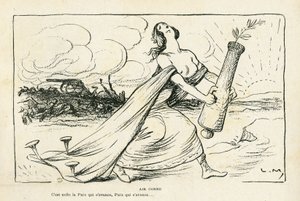 Illustration in Le Rire, 03/05/13 - Vertrautes Lied - Balkan, Waffen, Granaten, Frieden, Erster Weltkrieg (Gravur) von Lucien Metivet