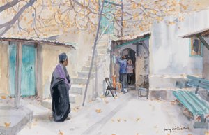 Äthiopier an der Kirche des Heiligen Grabes, Jerusalem, 2019 von Lucy Willis