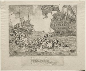 Die Personifikation von Amsterdam reitet in Neptuns Wagen, 1701 von Ludolf Backhuysen