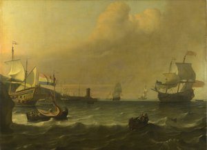 Niederländische Kriegsschiffe betreten einen Mittelmeerhafen, 1681 von Ludolf Bakhuizen