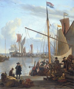 Das IJ in Amsterdam, gesehen vom Mosselsteiger von Ludolf Bakhuizen