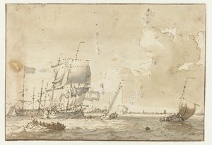 Schiffe auf dem Wasser vor einer Stadt