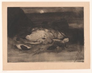 Rochen und Fische am Strand bei Mondlicht von Ludovic Napoléon Lepic