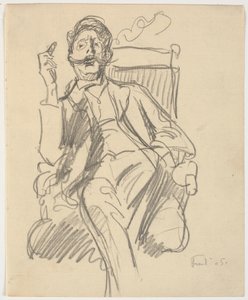Der Kunsthistoriker Carl V. Petersen, sitzend, mit Zigarre von Ludvig Find