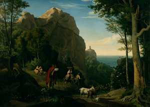 Tal bei Amalfi mit Blick über die Bucht von Salerno von Ludwig Adrian Richter