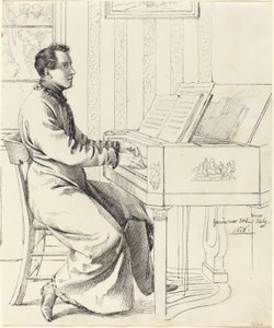 Der Schwager des Künstlers, Ludwig Hassenpflug, bereitet sich darauf vor, Klavier zu spielen, 1826