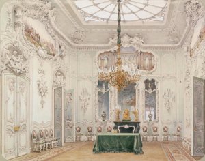 Innenräume des Winterpalastes. Das Grüne Speisezimmer, 1852 von Ludwig Premazzi