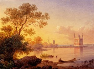 Ansicht auf den Rosenpavillon Ozerki in Peterhof von Ludwig Premazzi