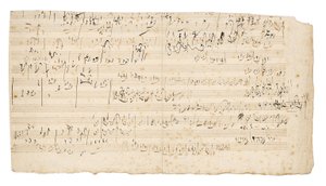 Autographes Musikmanuskript, ein Skizzenblatt für den langsamen Satz des Streichquartetts in C, Op. 59, Nr. 3, das dritte „Razumovsky“-Quartett, Wien, ca. 1806 von Ludwig van Beethoven