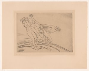 Zwei Frauen entführen einen Mann von Ludwig von Hofmann (signed by artist)