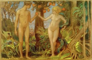 Adam und Eva beim Baum der Erkenntnis von Ludwig von Hofmann