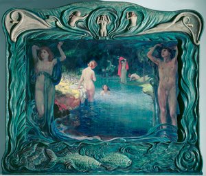 Strand mit jungen Mädchen von Ludwig von Hofmann