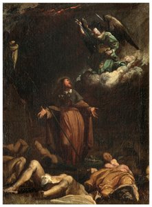 Nordquerhaus, Altar des San Rocco 1635, 45, San Rocco erwirkt das Ende der Pest, Gemalt unterer linker Teil
