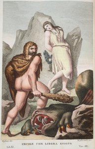 Herkules rettet Hesione, Buch XI, Illustration aus Ovids Metamorphosen, Florenz, 1832