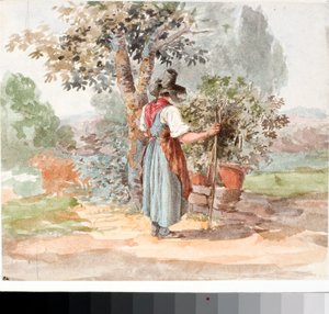 Ein Landmädchen bei Florenz (Aquarell, ca. 1825) von Luigi Garibbo