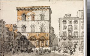 Ansicht der Kirche Orsanmichele in Florenz (Aquarell, ca. 1820) von Luigi Garibbo