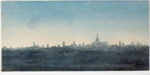 Blick auf die Stadt Florenz, Profil von Häusern und Denkmälern (Aquarell) von Luigi Garibbo