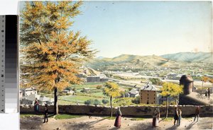 Blick über die Stadt Genua von den Santa Chiara Mauern (Aquarell) von Luigi Garibbo