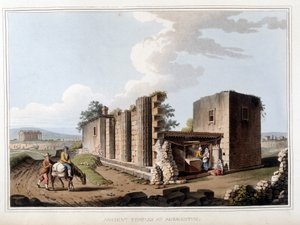 Antiker Tempel in Agrigent in Italien. In „Ansichten in den osmanischen Herrschaften, in Europa, in Asien und einigen Mittelmeerinseln“ nach den Originalzeichnungen von Luigi Mayer, London