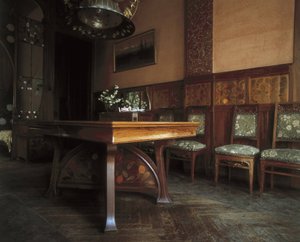 Das Esszimmer, Casa Nava (1901-1907), in Reus - DOMENECH I MONTANER, Lluis (1850-1923). Navas-Haus. 1901-1907. Spanien. Reus. Navas-Haus. Esszimmer, mit Möbeln von Gaspar Homar i Mesquida. Modernismus. Architektur von Luis Domenech i Montaner