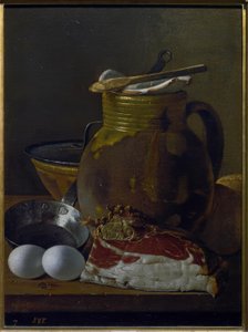 Stillleben mit Schinken, Eiern und Gefäßen von Luis Meléndez