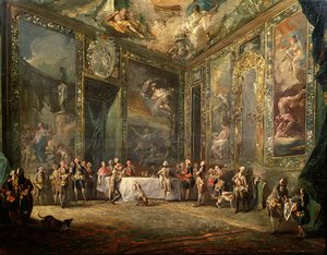 Karl III. de Borbon, beim Mittagessen vor seinem Hof, um 1770
