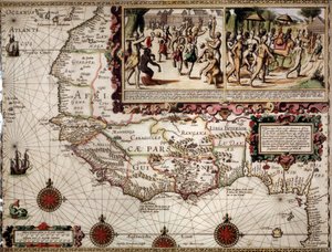 Geografische Karte von Guinea, erstellt von Kartograf Luis Teixera (um 1586)