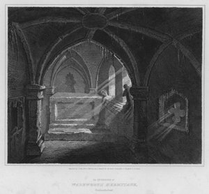 Das Innere der Einsiedelei von Warkworth, Northumberland
