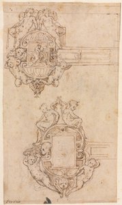 Entwurf für dekorative Scharniere recto, Mitte 1500er von Luzio Romano