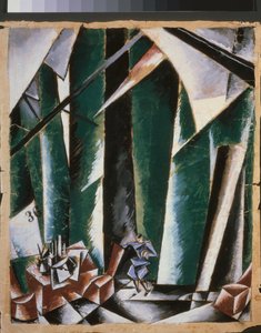 Bühnenbildentwurf für das Theaterstück "Der Kanzler und der Schlosser" von Lyubov Sergeevna Popova