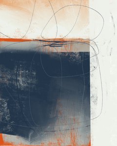 Abstrakte Blaue Orange Linien von MANSI SAXENA